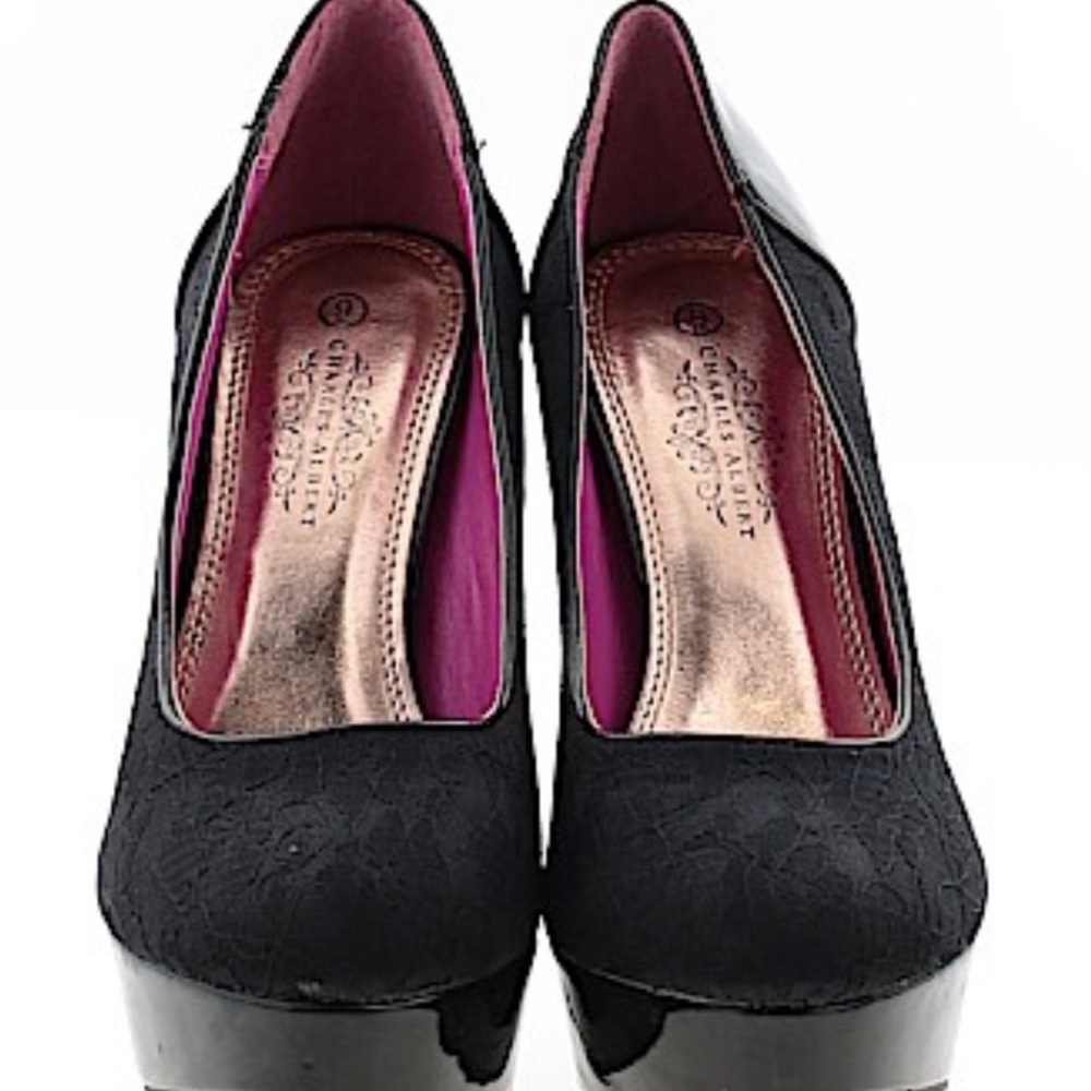 Charles Albert Solid Black 5.5” Laced Pumps